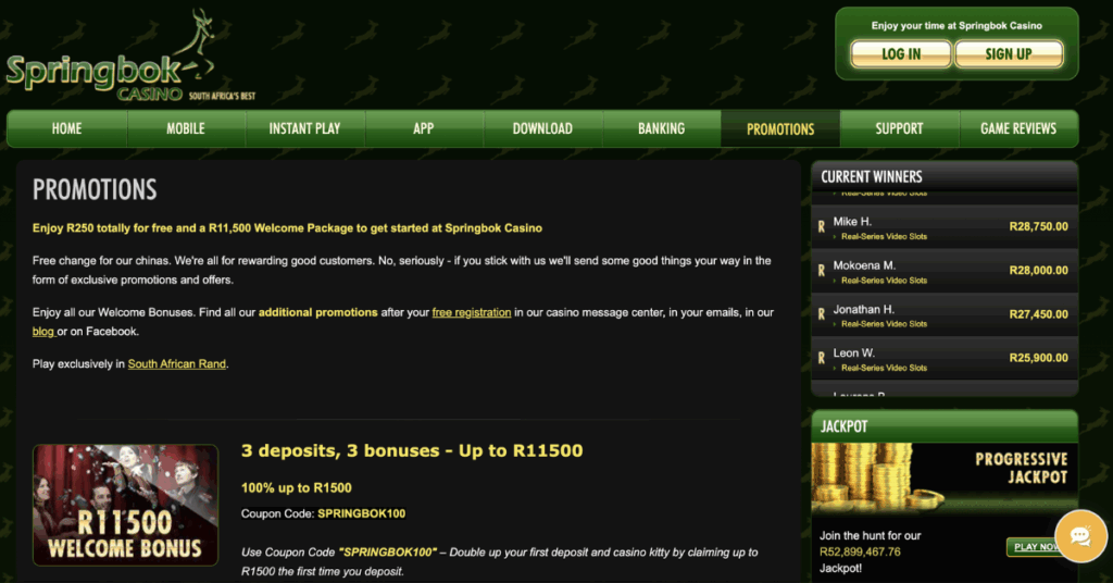 springbok casino no deposit bonus