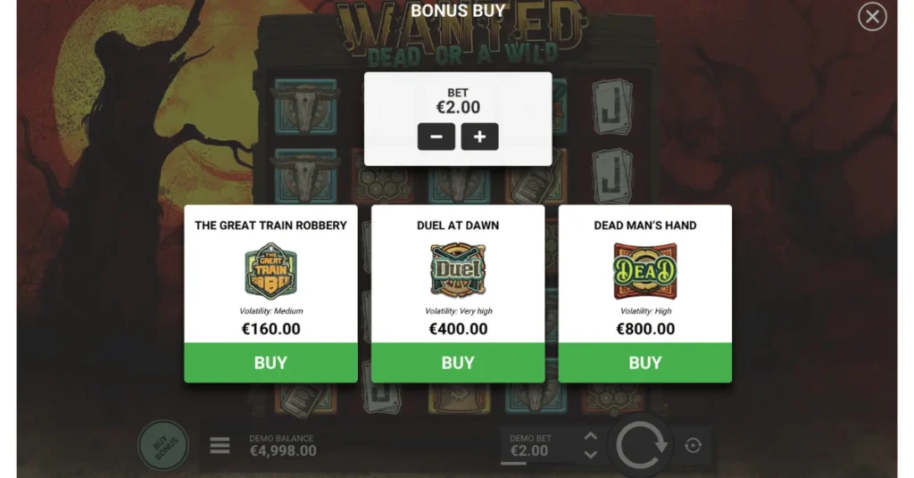 wanted dead or a wild slot bonus buy